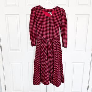 Vintage Tickets California Buffalo Plaid Flannel Drop Waist Midi Dress